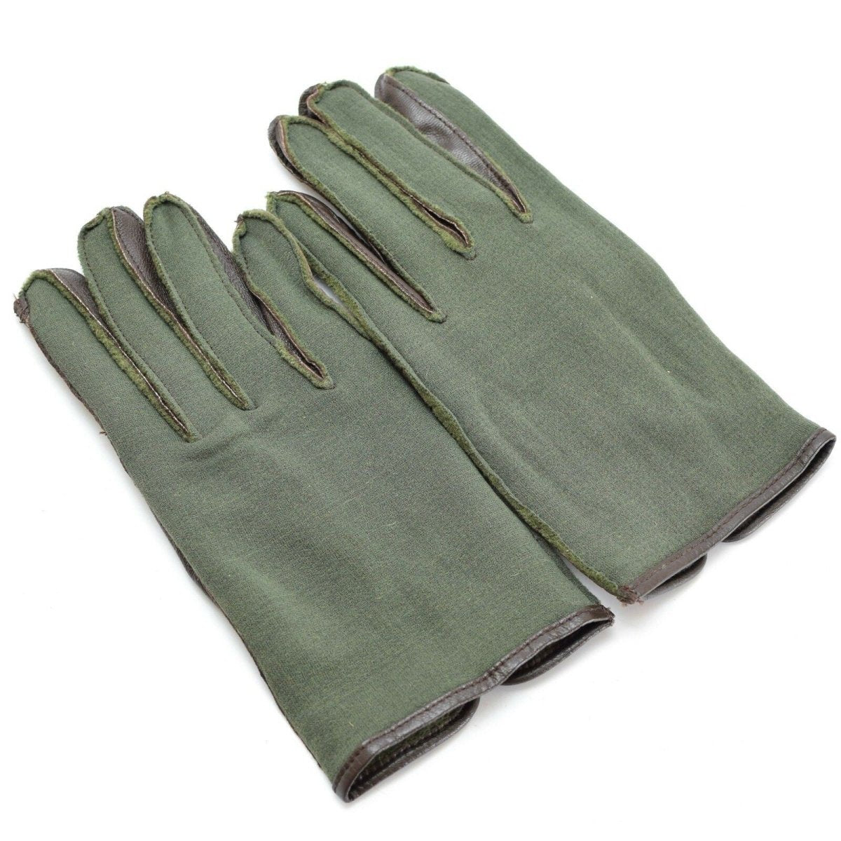 Guantes de combate del ejército belga original Guantes de estilo de la Segunda Guerra Mundial Oliva de cuero Nylon NUEVO
