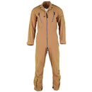 Beige British Army Aircrew MK 16 B RAF aramid flight suit coverall with zipped pockets and adjustable cuffs