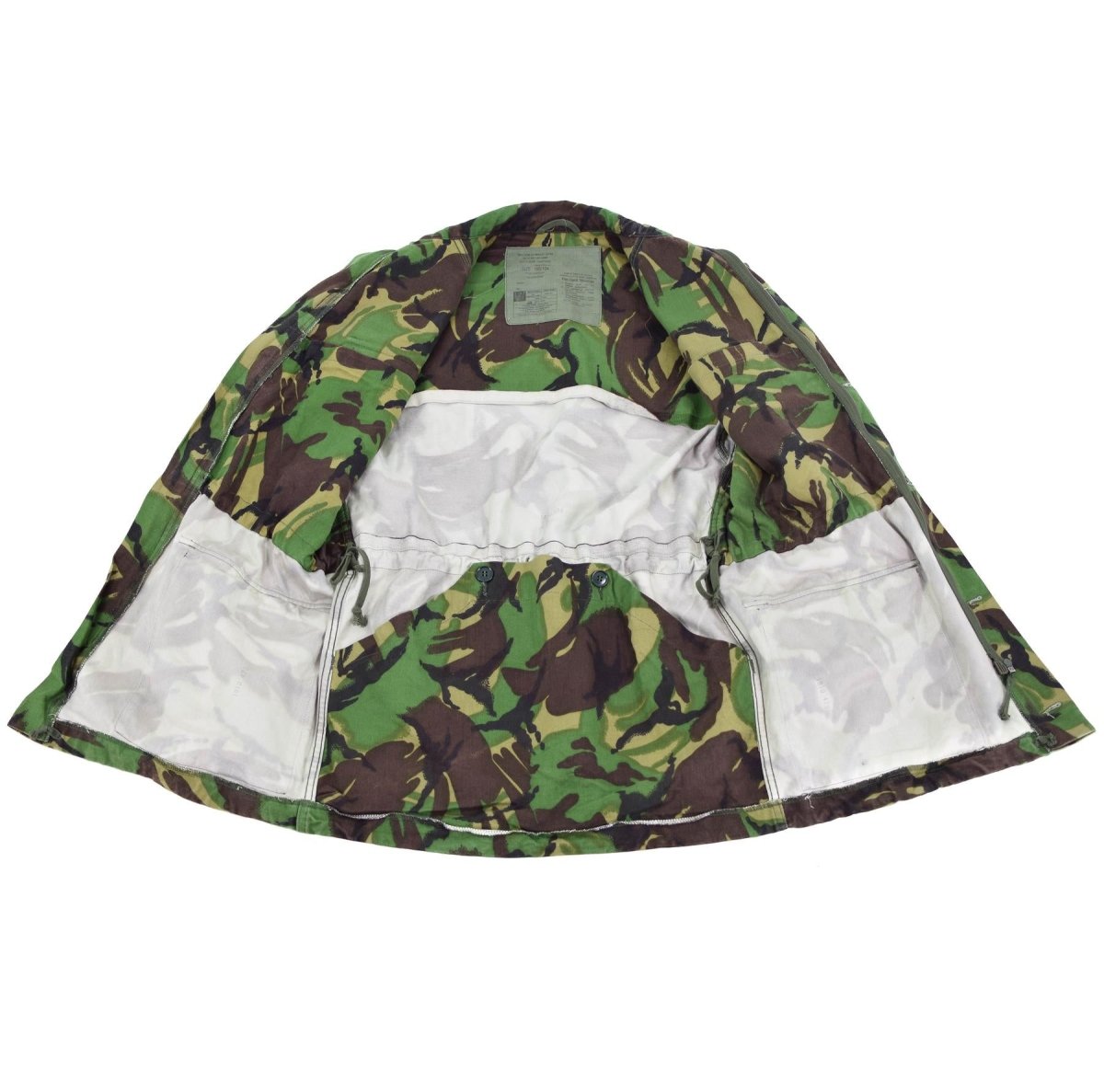 Chaqueta del ejército británico original BDU Combate Smock CELIMO COLLO CON ESCROBA MILITAR