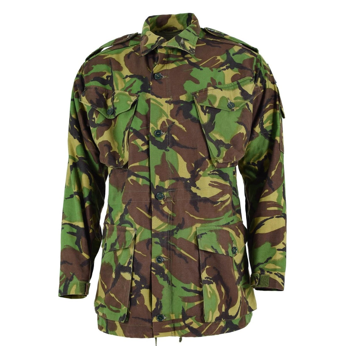 Chaqueta del ejército británico original BDU Combate Smock CELIMO COLLO CON ESCROBA MILITAR
