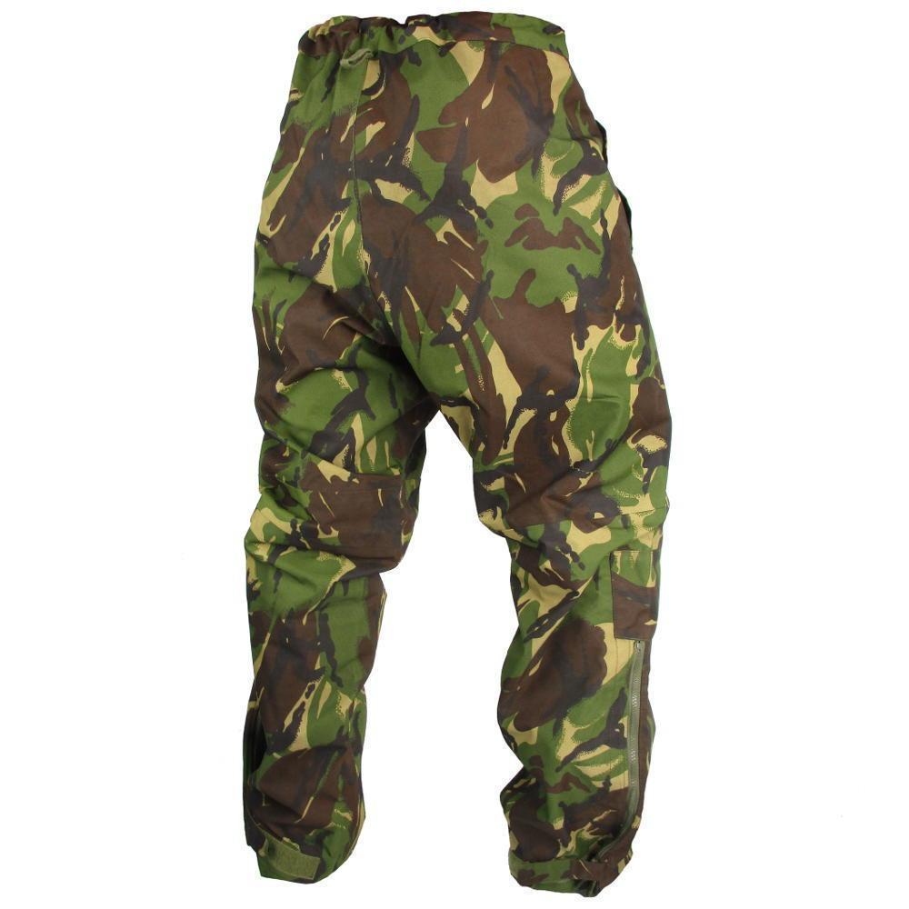 Combate militar del ejército británico original DPM CAMO Pantalones de lluvia impermeable Goretex