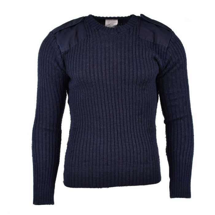 Suéter original del ejército británico azul marino Commando Jumper pullover Cuello redondo Lana - GoMilitar