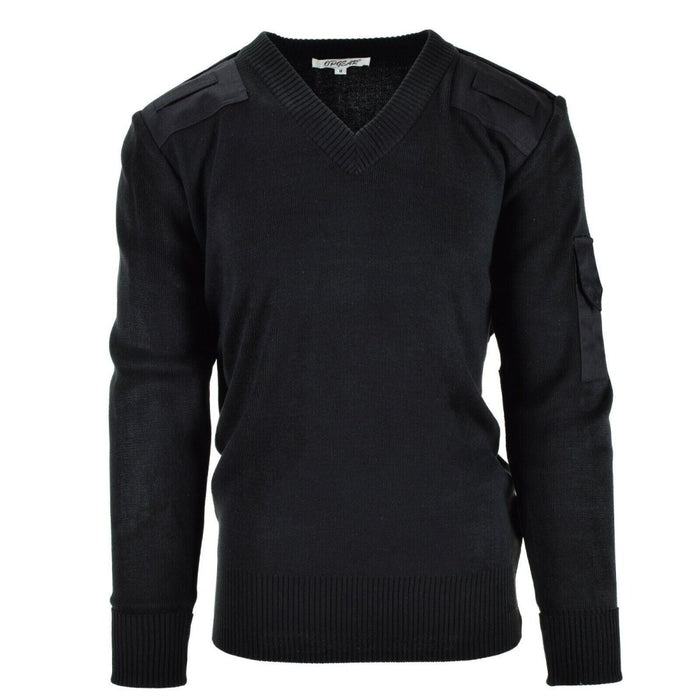 Jersey original de la policía del ejército británico Commando Jumper suéter negro con cuello en V NUEVO - GoMilitar