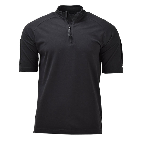 Original British army Police tactical T-shirts short sleeve zipped black NEW - GoMilitar