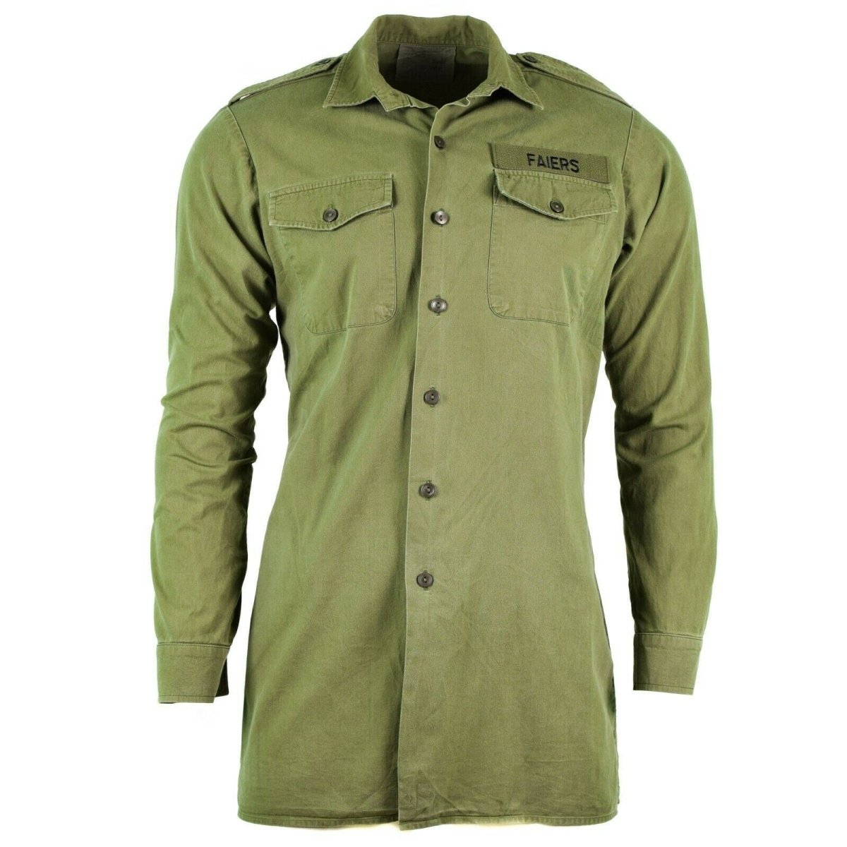 Camisa del ejército británico original O.D Servicio militar verde Manga larga BDU