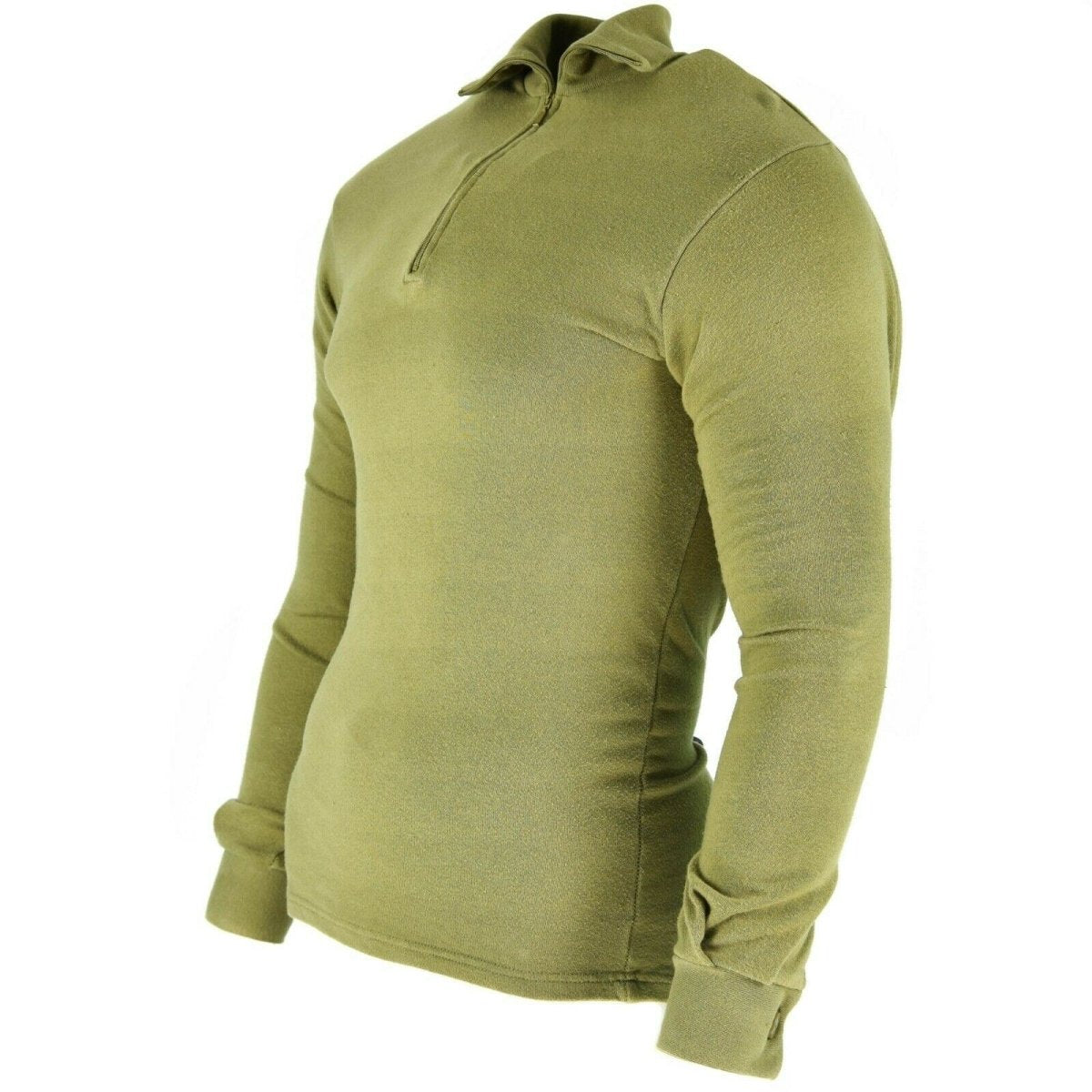 Camisa tricot del ejército británico original cremallera con cremallera con cremallera verde termal