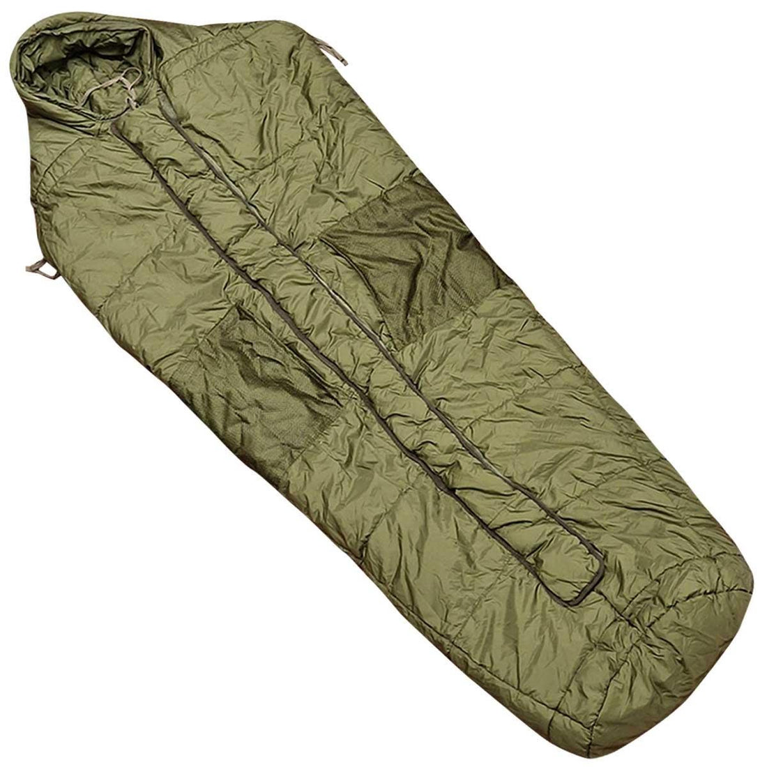 Saco de dormir original militar británico de invierno ártico, diseño en forma de momia, color verde oliva