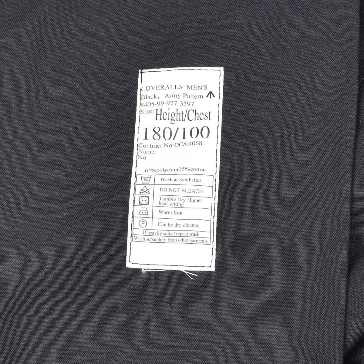 Mecánico militar británico original Cover en el mono de trabajo de uniforme de ropa de trabajo Black
