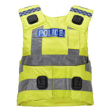Chaleco antibalas original de la policía británica de doble propósito de alta visibilidad amarillo