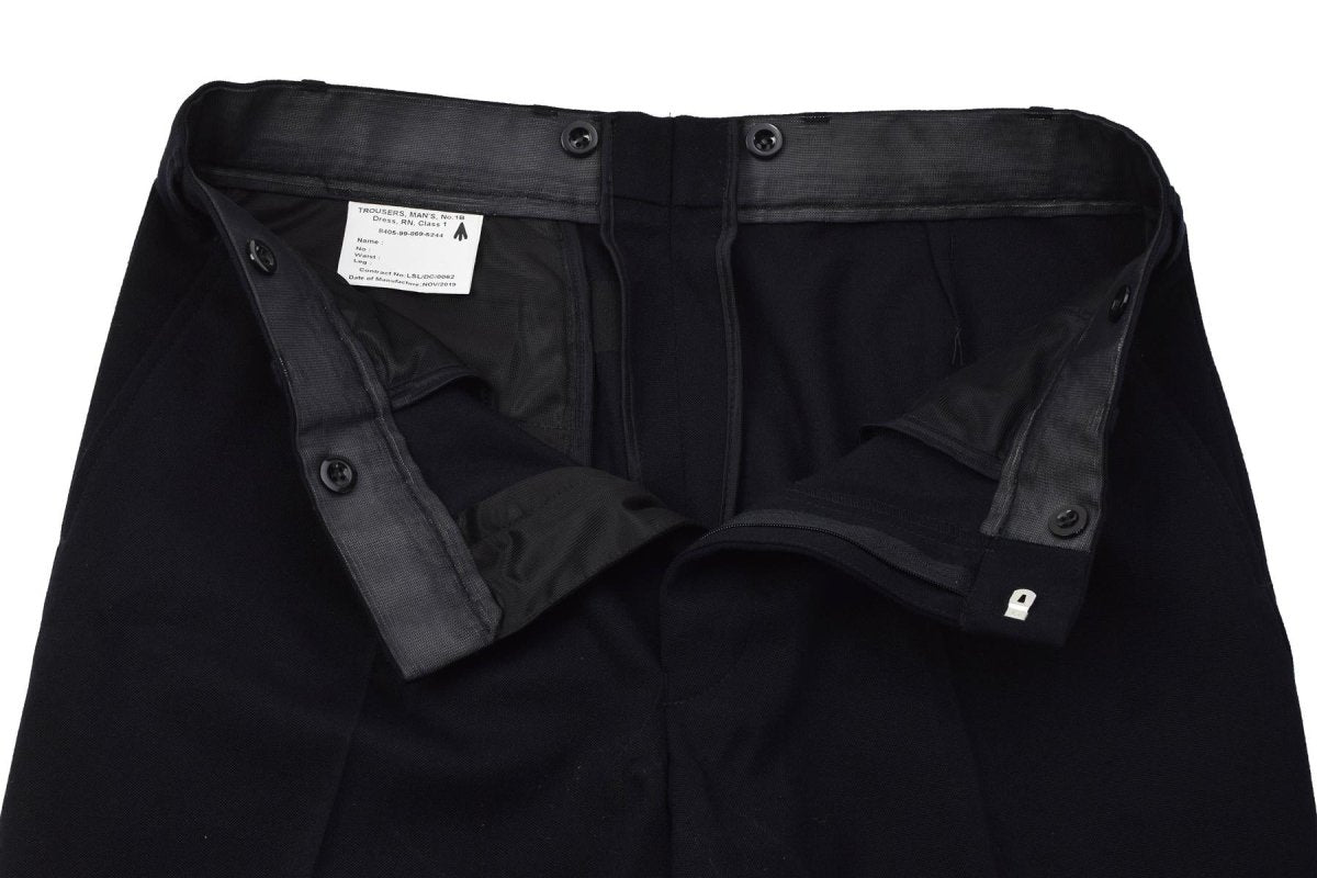 Pantalones de vestir de lana para hombre No.1B de la Marina Real Británica original, negro formal