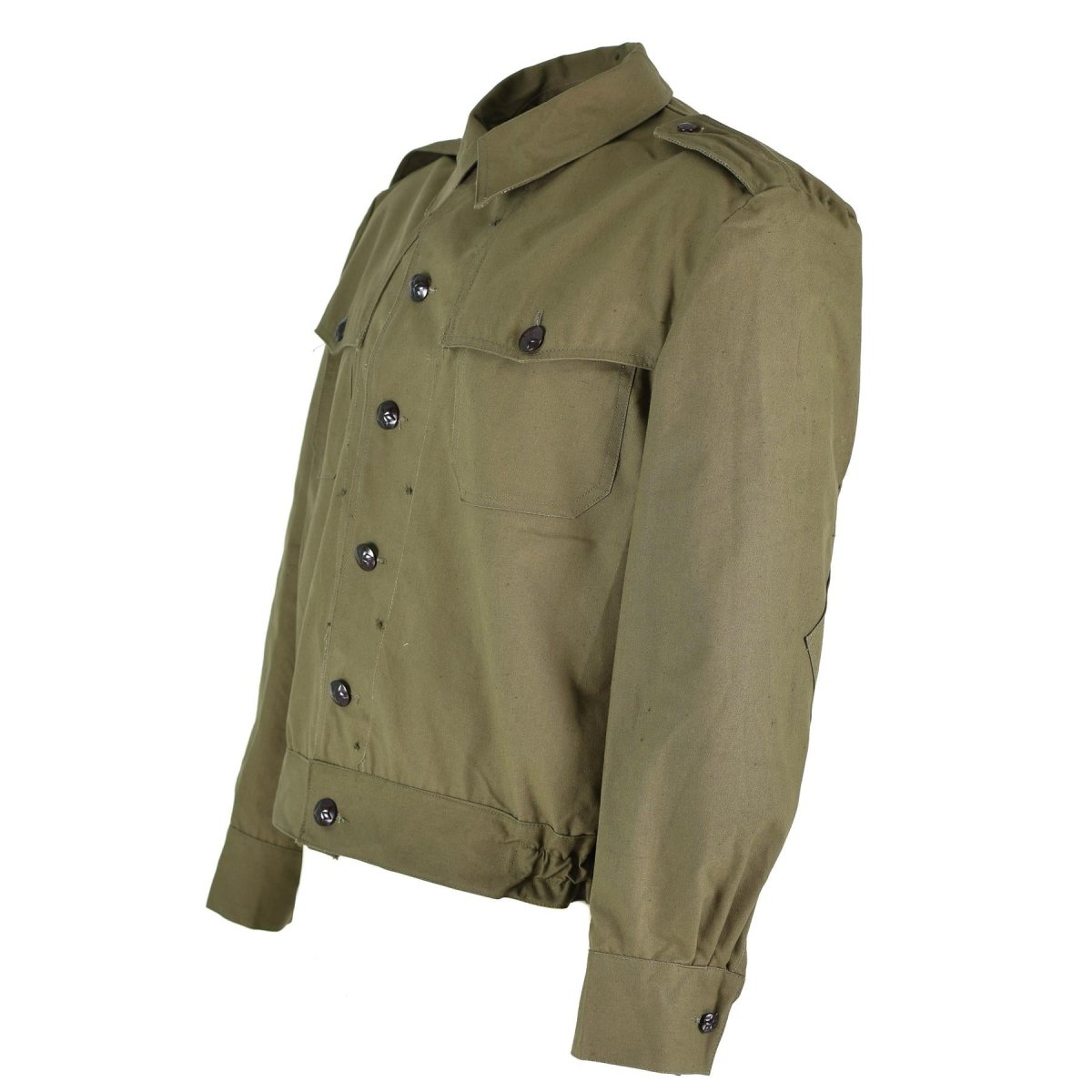 Tropas de campo del ejército búlgaro original lienzo Ike chaqueta OD Procidente militar