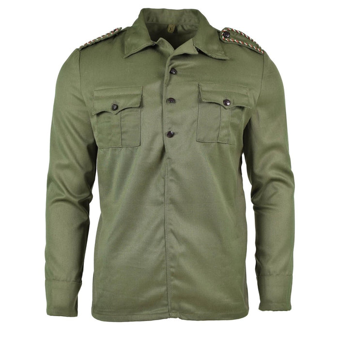 Chaqueta verde oliva original del ejército búlgaro con charreteras, botones delanteros y puños abotonados, nueva camisa de combate estilo militar