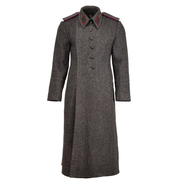 Abrigo gris militar original búlgaro abrigo de lana abrigo largo de invierno pesado - GoMilitar