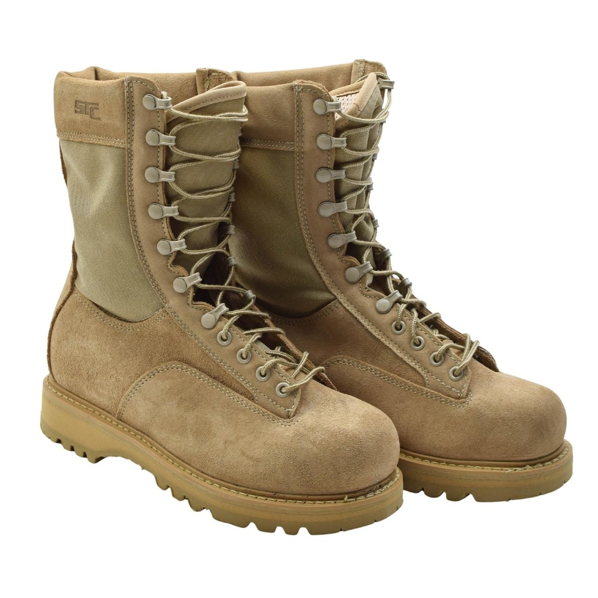 Botas de combate STC originales del ejército canadiense, cuero de gamuza, excedente militar, marrón