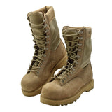 Botas de combate STC originales del ejército canadiense, cuero de gamuza, excedente militar, marrón