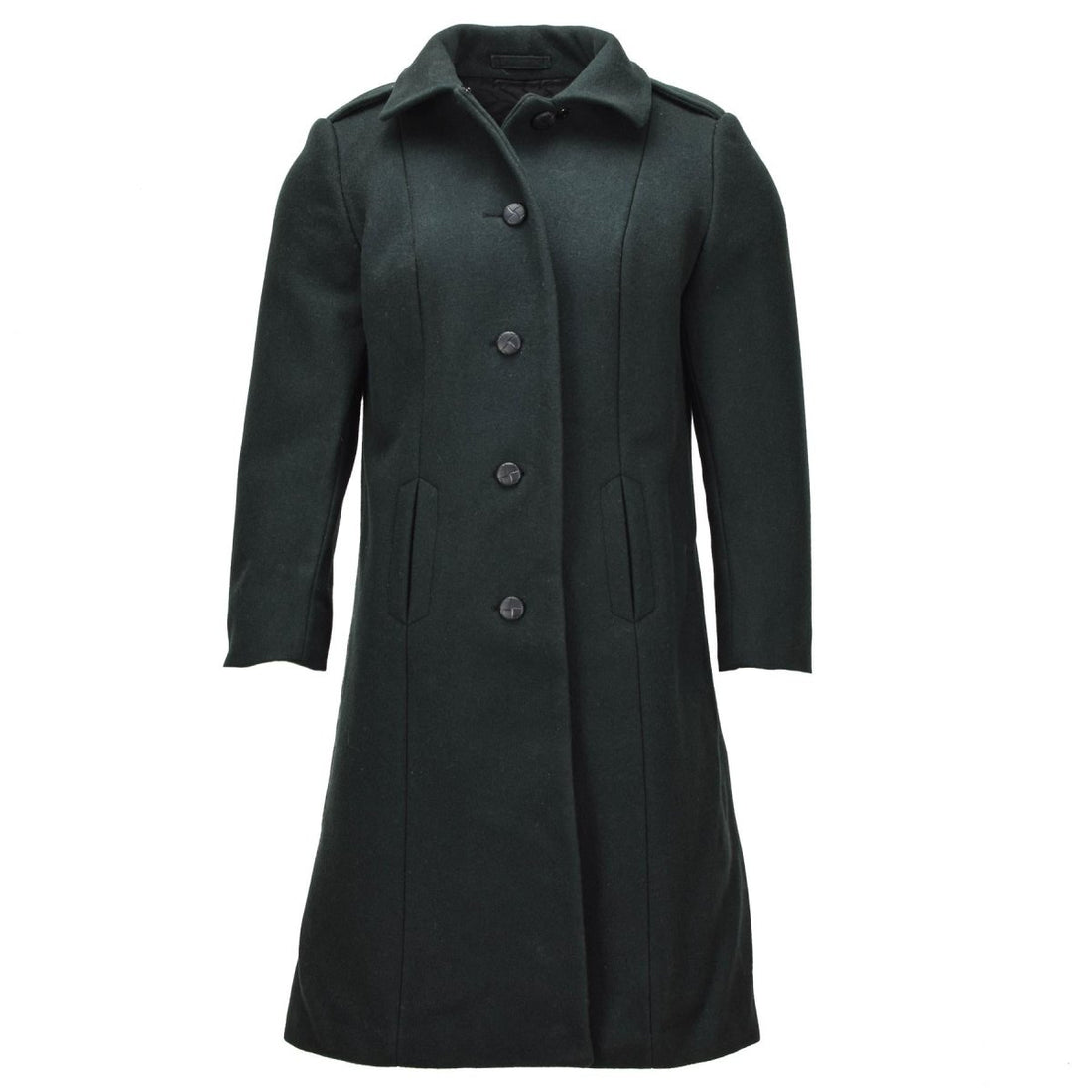 Abrigo de lana original del ejército canadiense para mujer excedente militar verde oscuro
