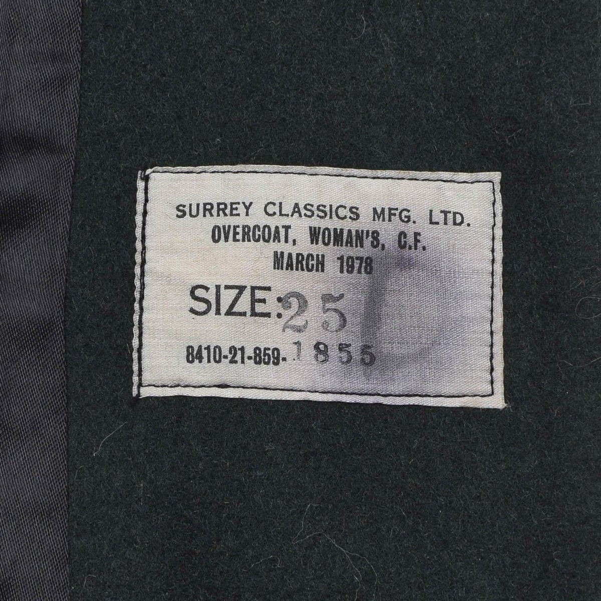 Abrigo de lana original del ejército canadiense para mujer excedente militar verde oscuro