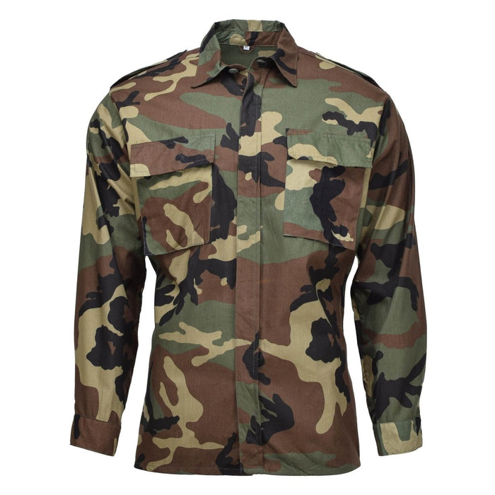 Camisa BDU de camuflaje militar croata original, tela de algodón duradera con múltiples bolsillos en el pecho, diseño táctico de manga larga.