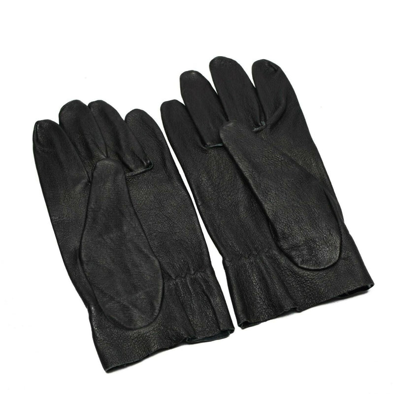 Pair of genuine black leather Original Czech army combat gloves with a durable and warm design for cold weather use.