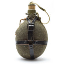 Original Czech Army M60 water bottle canteen with cork stopper and leather straps, durable military flask for outdoor use