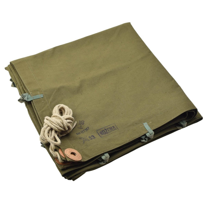 Tienda de campaña original tipo poncho color caqui del ejército checo, resistente al agua y vintage para acampar en el exterior - GoMilitar