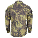 Back view of original Czech army field jacket with leaf camo pattern and multiple tactical pockets.