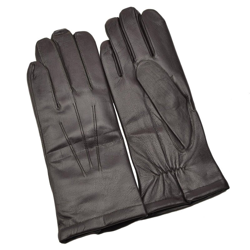 Original Czech army winter warm cold brown leather gloves casual tight fit NEW - GoMilitar