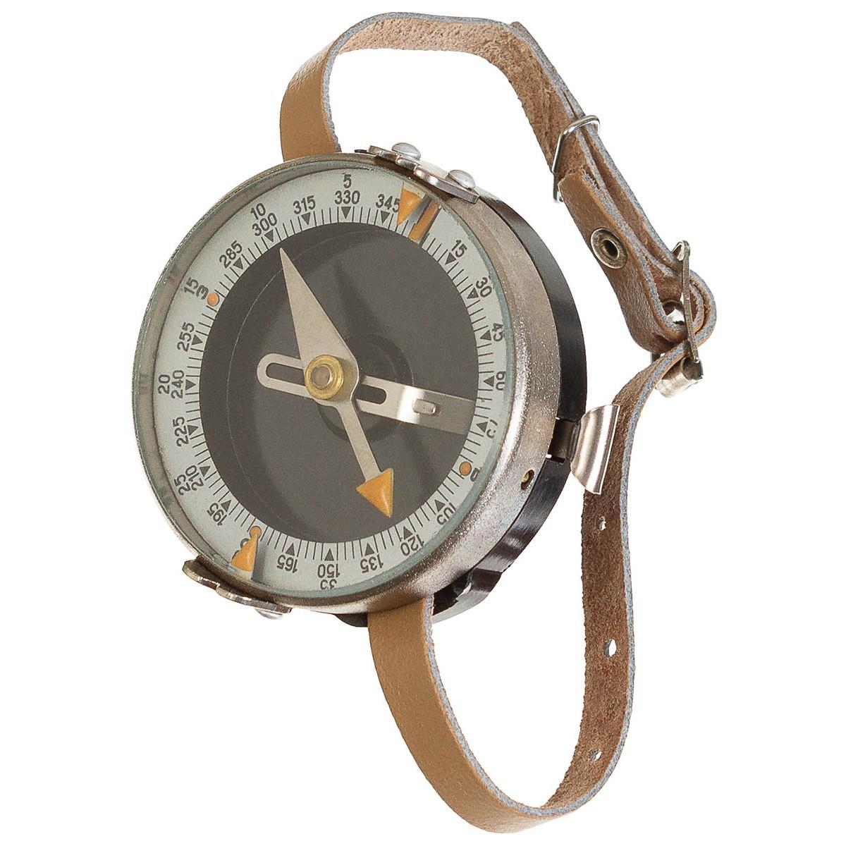 Pulsera Militar Checa Original Brújula Mapa Medida Correa De Cuero Marrón