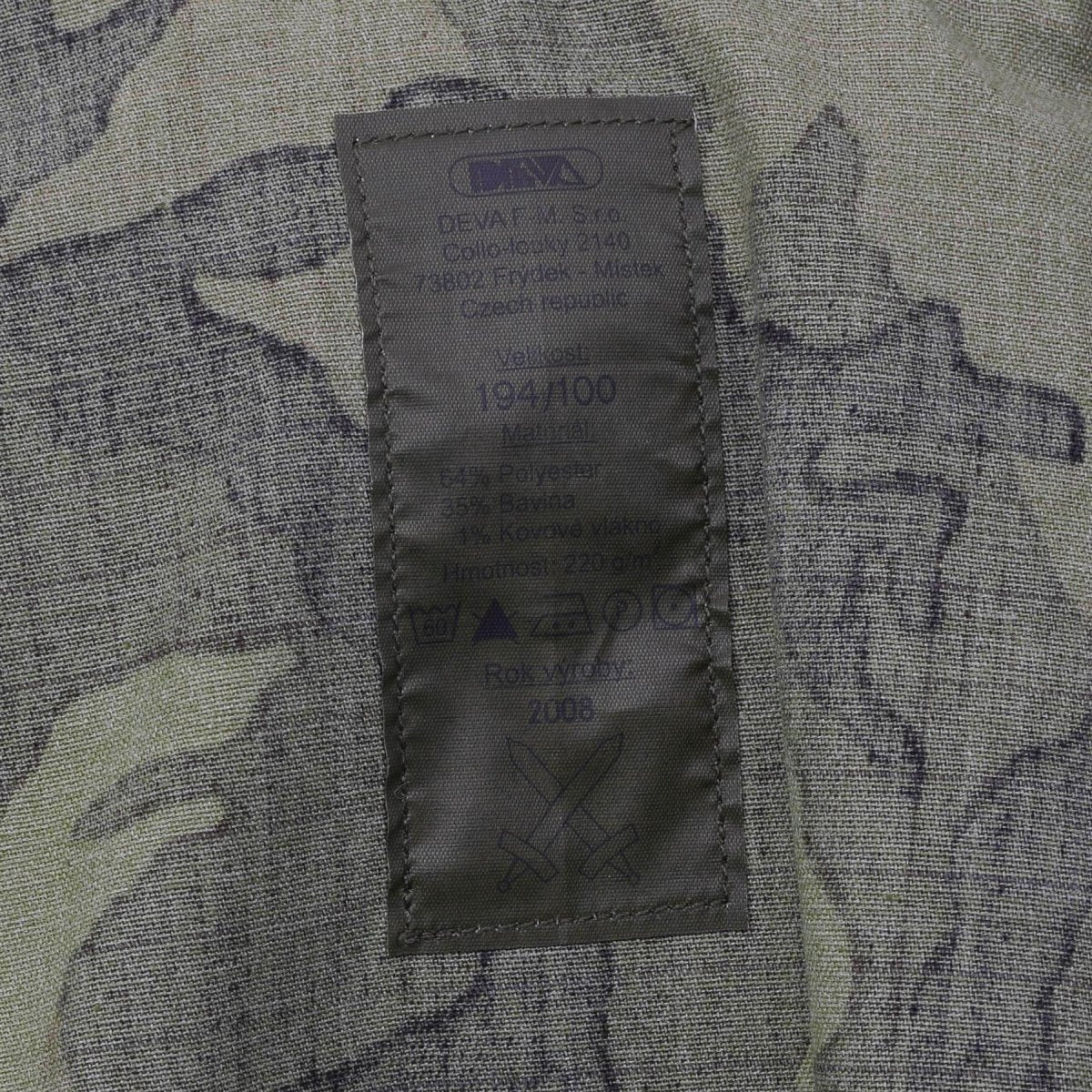 Chaqueta de combate militar checa original polialgodón VZ95 camuflaje