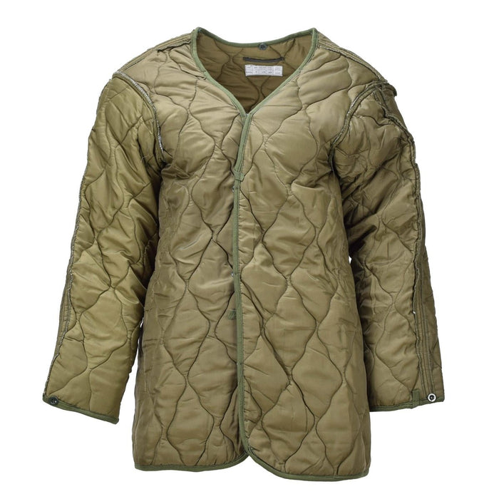 Chaqueta Militar Original Checa Forro Térmico Cierre De Botones Acolchado Oliva - GoMilitar