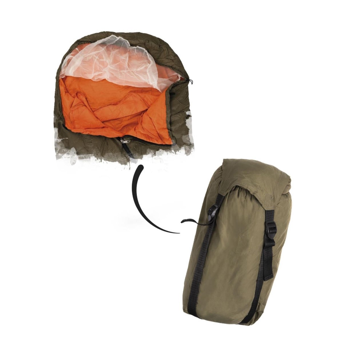 Saco de dormir militar checo original de verano con mosquitera integrada Thinsulate