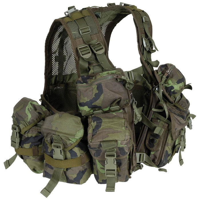 Chaleco táctico militar checo original Sistema de carga de combate M95 Camo en camuflaje con múltiples bolsas para equipo al aire libre