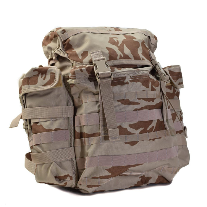 Mochila militar de camuflaje del desierto de 30 l original de la República Checa con sistema MOLLE, correas de liberación rápida y grandes bolsillos laterales