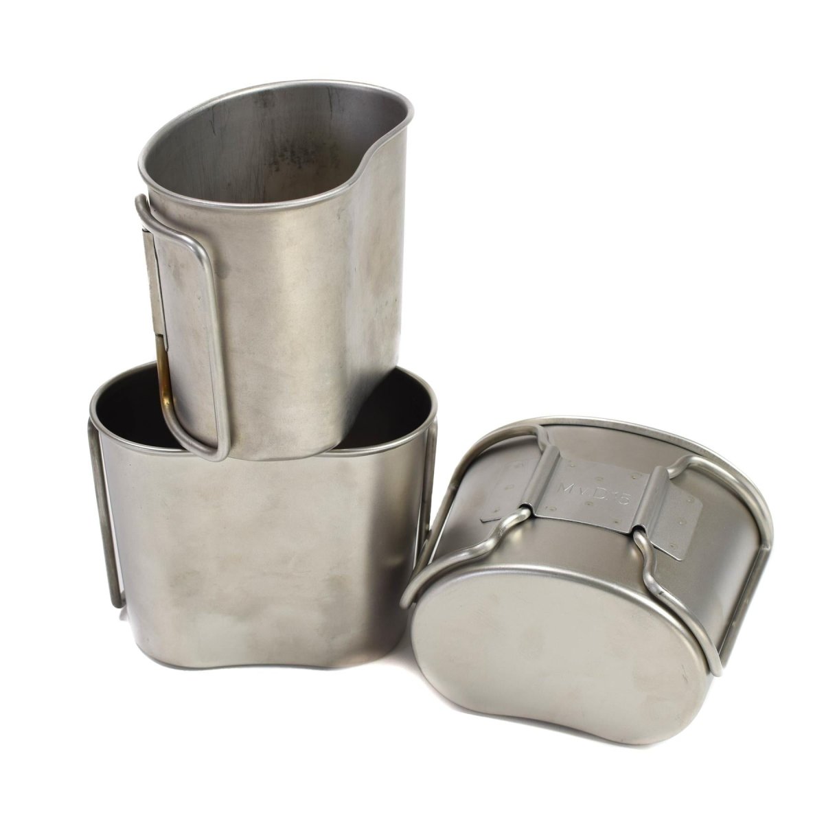 Vasos de cantimplora originales de acero inoxidable del ejército holandés para acampar Bushcraft, lote de 6 uds.