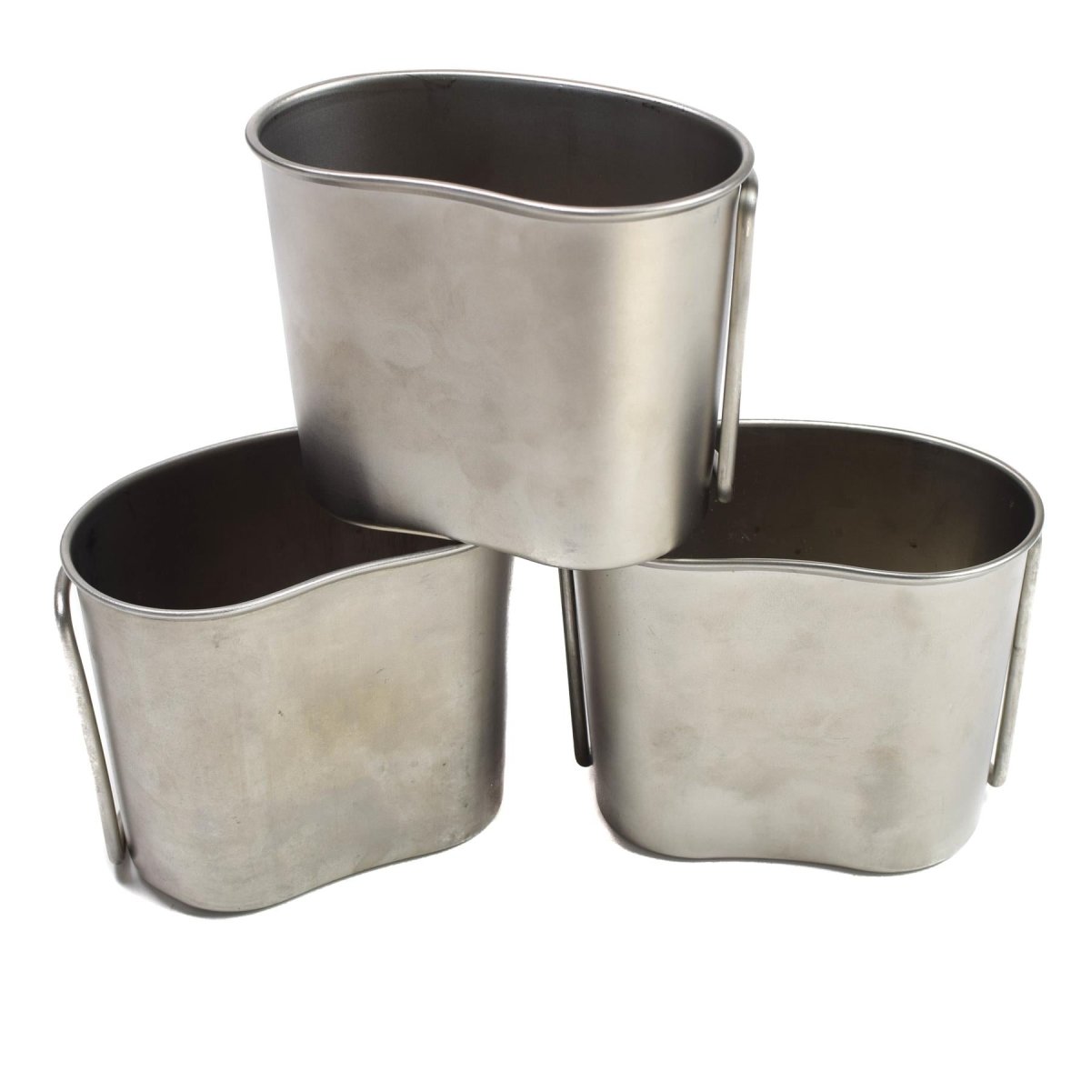 Vasos de cantimplora originales de acero inoxidable del ejército holandés para acampar Bushcraft, lote de 6 uds.