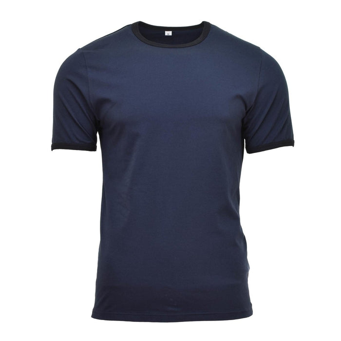 Camiseta original del ejército holandés de algodón azul marino con mangas cortas, camisa excedente militar duradera y transpirable.