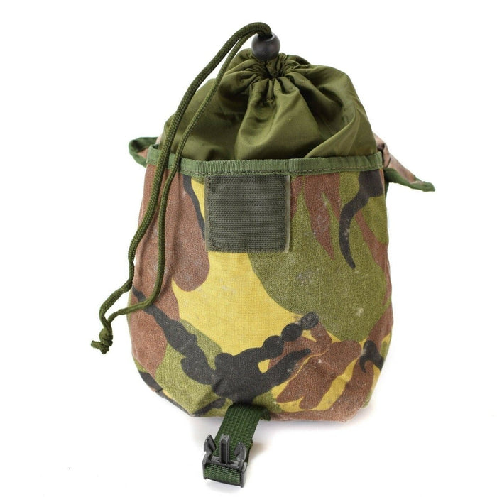 Bolsa utilitaria MOLLE mediana original del ejército holandés con camuflaje DPM y cierre de cordón para almacenamiento de equipo táctico.