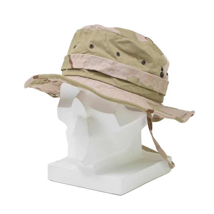 Gorro boonie militar holandés original con camuflaje DPM del desierto, ala ancha y correa para el cuello para protegerse del sol.