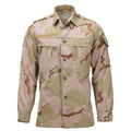 Camisa de campo militar holandesa original con cierre de botón a presión, camuflaje del desierto de 3 colores