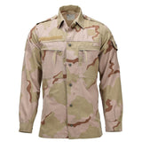 Camisa de campo militar holandesa original con cierre de botón a presión, camuflaje del desierto de 3 colores