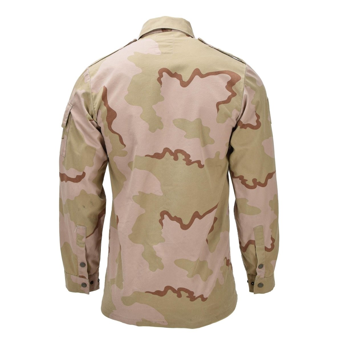 Camisa de campo militar holandesa original con cierre de botón a presión, camuflaje del desierto de 3 colores