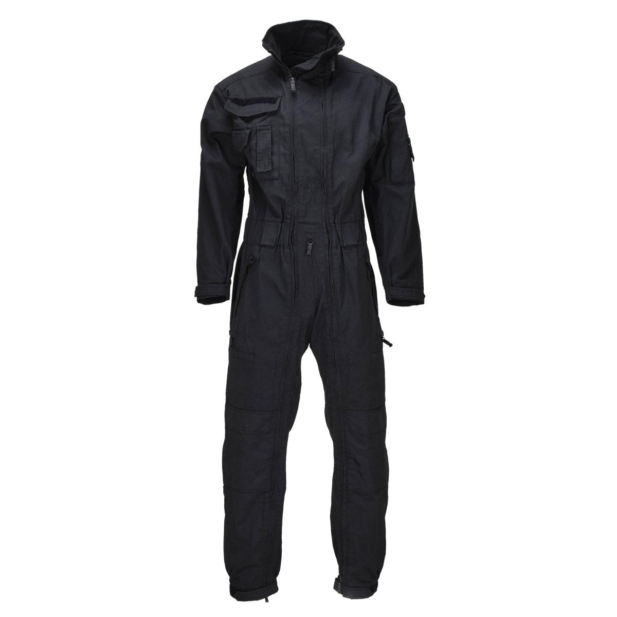 Mono de vuelo militar holandés original Rodillas reforzadas Cremallera doble Negro
