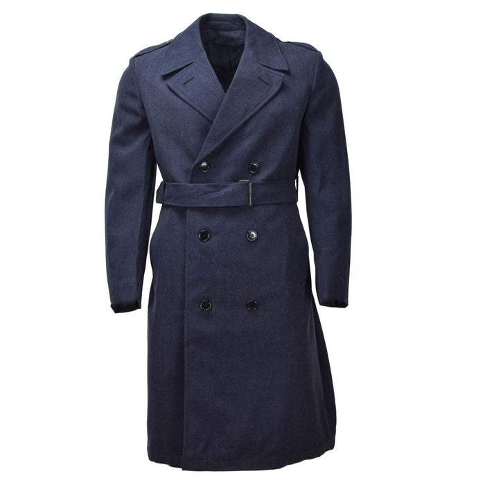 Abrigo de vestir formal militar holandés original con doble botonadura y cinturón azul - GoMilitar