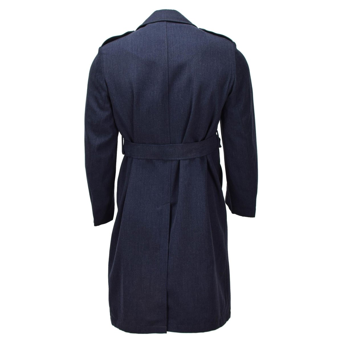 Abrigo de vestir formal militar holandés original con doble botonadura y cinturón azul