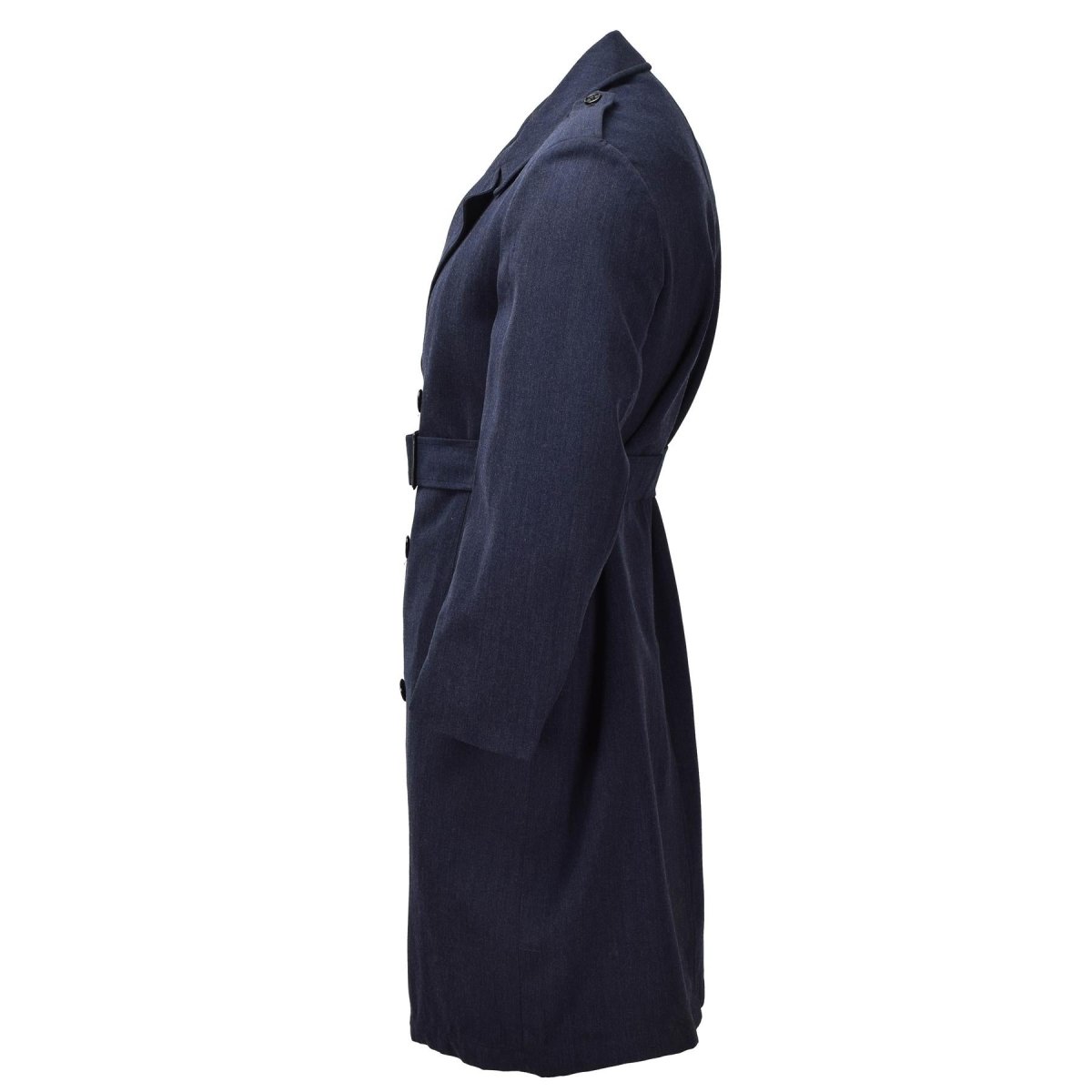 Abrigo de vestir formal militar holandés original con doble botonadura y cinturón azul