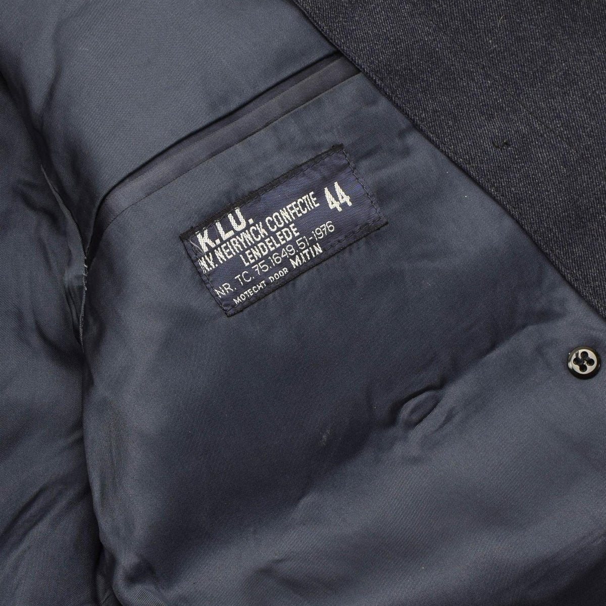 Abrigo de vestir formal militar holandés original con doble botonadura y cinturón azul