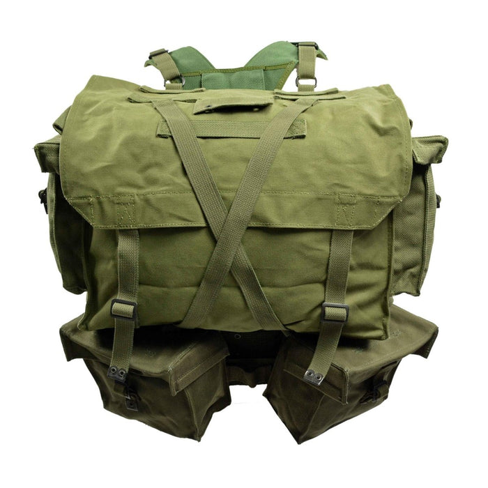 Mochila Militar Holandesa Original M58 Con Patrón De Correas 35L Cinturón Perforado Oliva - GoMilitar