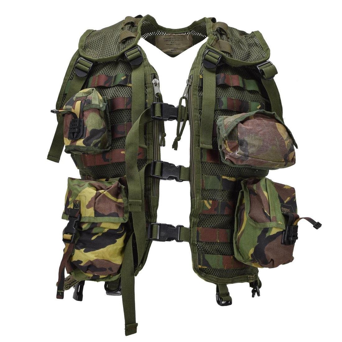 Chaleco de operaciones militares holandés original Bolsas utilitarias ajustable DPM Woodland Camo