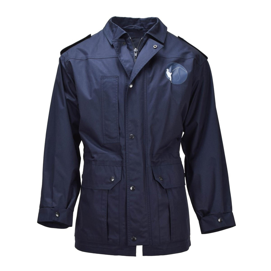 Parka militar holandesa original con cuello vuelto y logo de pescador, chaqueta militar azul