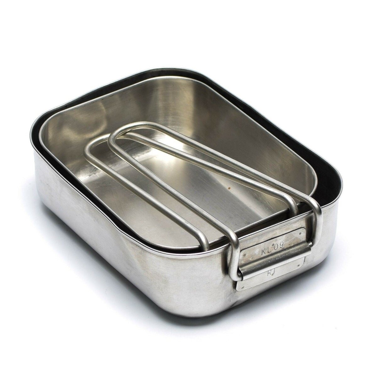 Original holandés Militar de acero inoxidable 2 PCS Mess Tins Mess Cooker Military Bushcraft